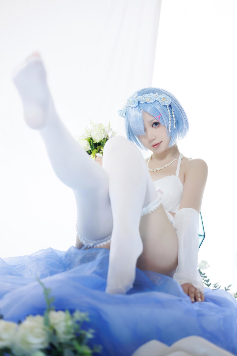 樱落Selena-从零开始的异世界生活-蕾姆花嫁[25P] COS网红博主 预览2图
