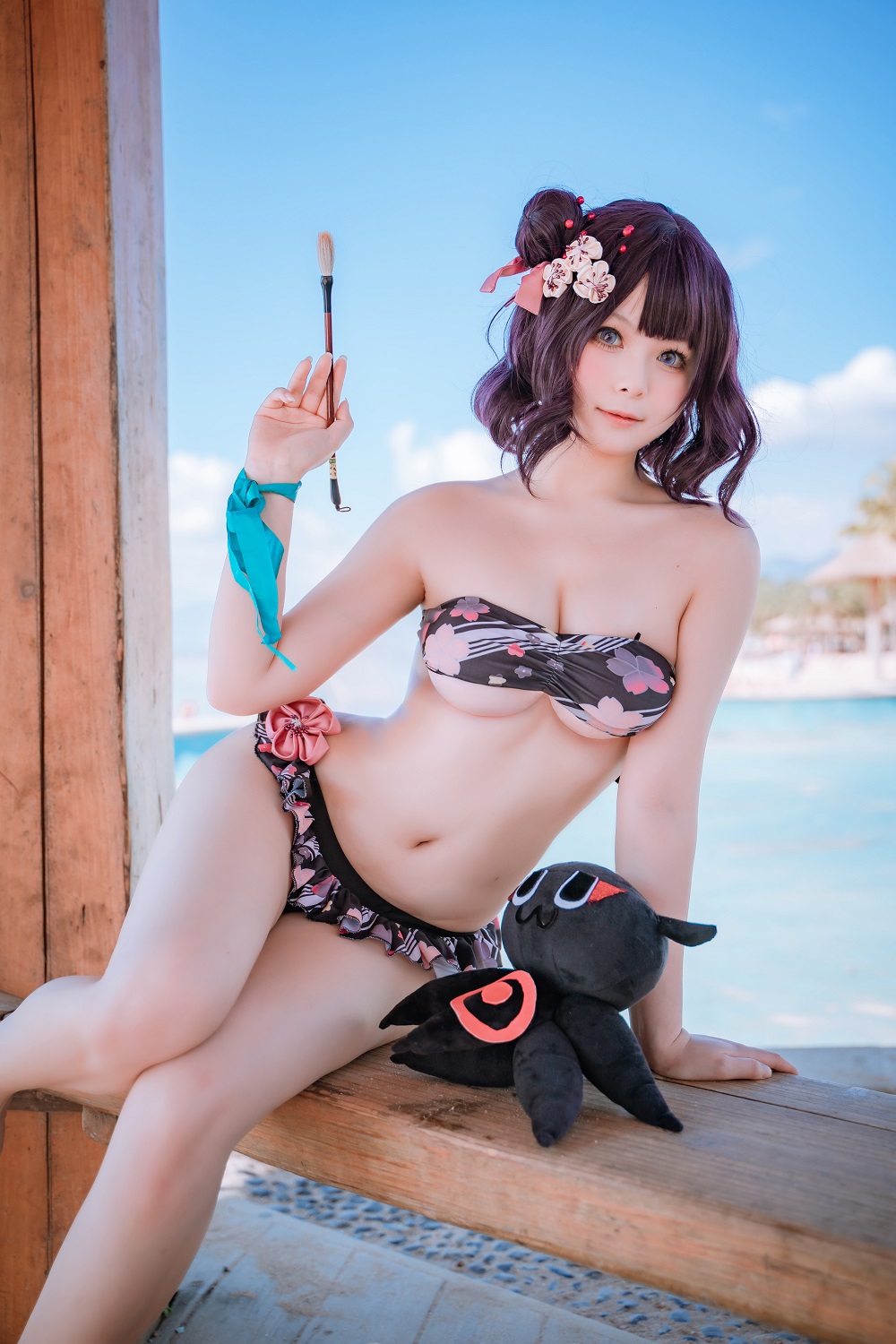 w百合欧皇子w-FGO-葛饰北斋沙滩泳装[21P] COS网红博主 预览1图