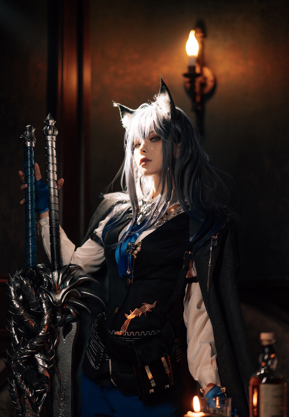 w百合欧皇子w-明日方舟-缄默德克萨斯[18P] COS网红博主 预览2图