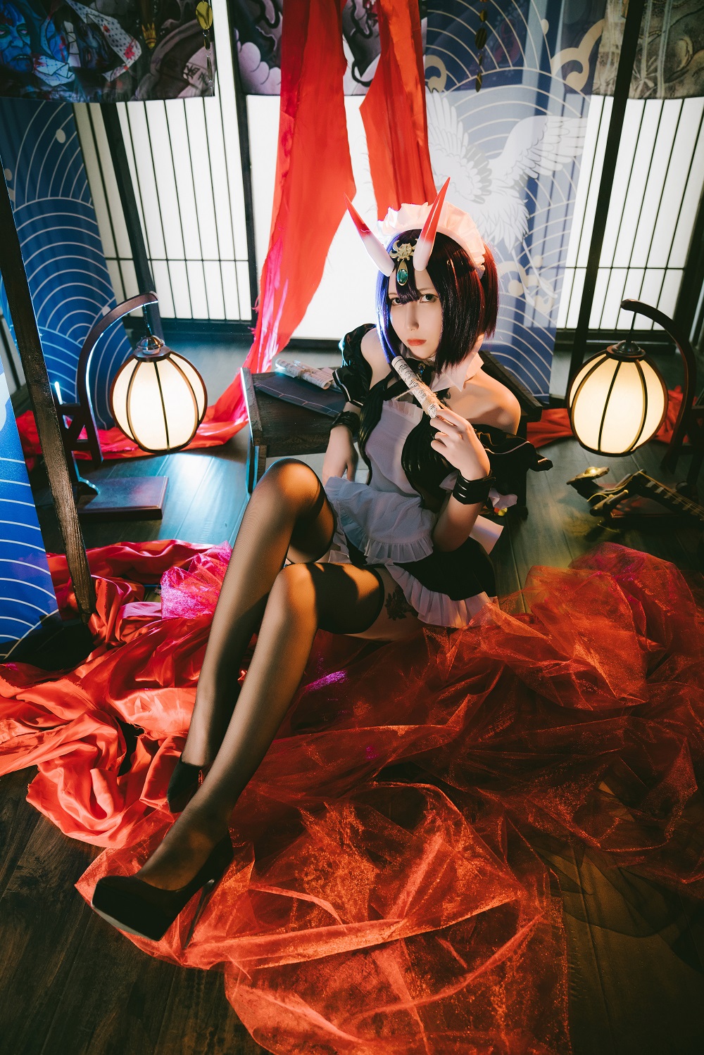 vams子-FGO-酒吞童子女仆[42P] COS网红博主 预览2图
