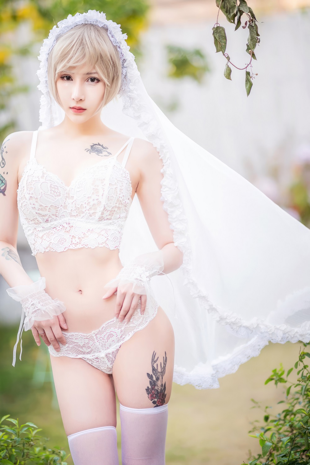 vams子-纯白花嫁[40P] COS网红博主 预览1图
