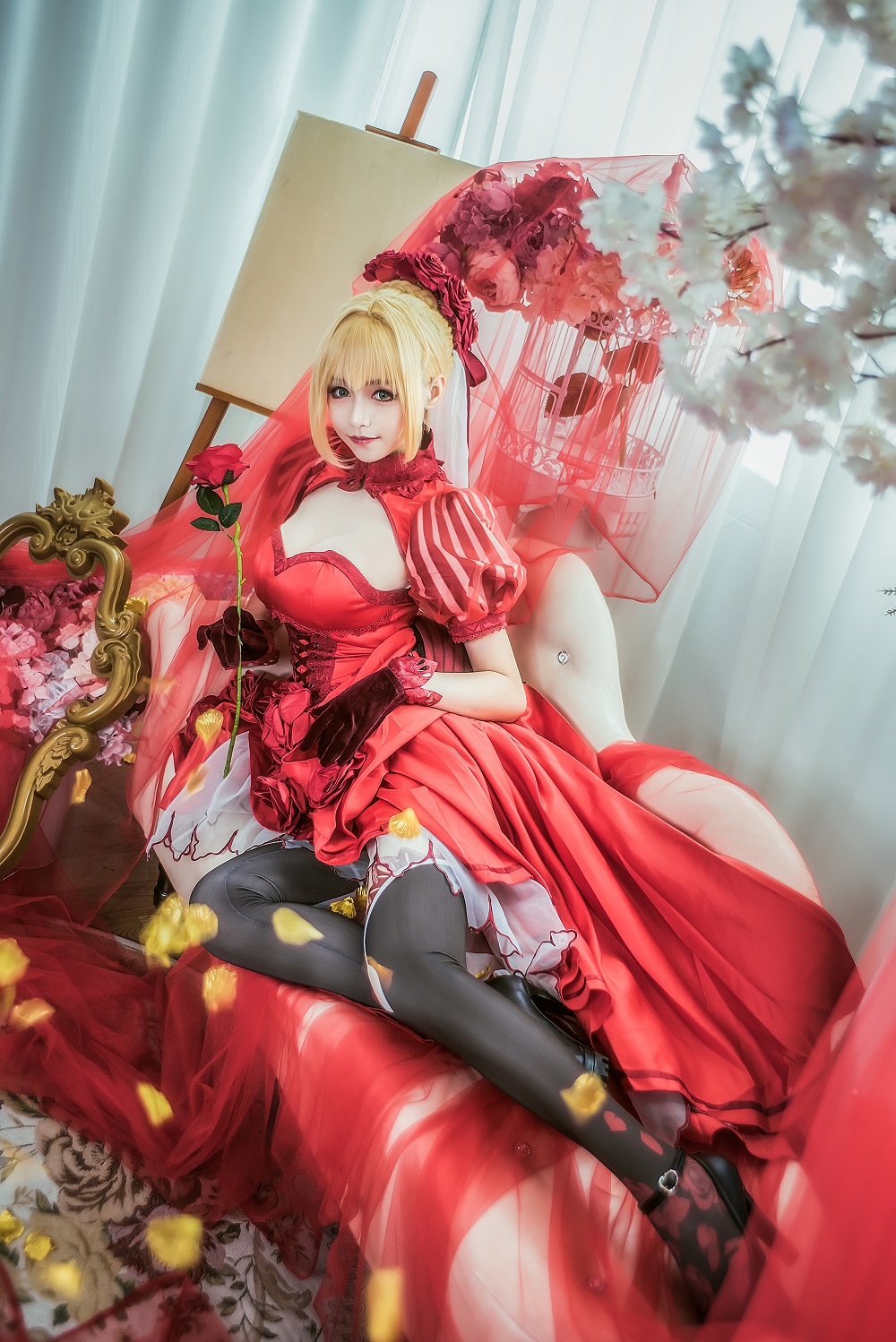 大大卷卷小卷-FGO-尼禄蔷薇礼服[12P] COS网红博主 预览2图