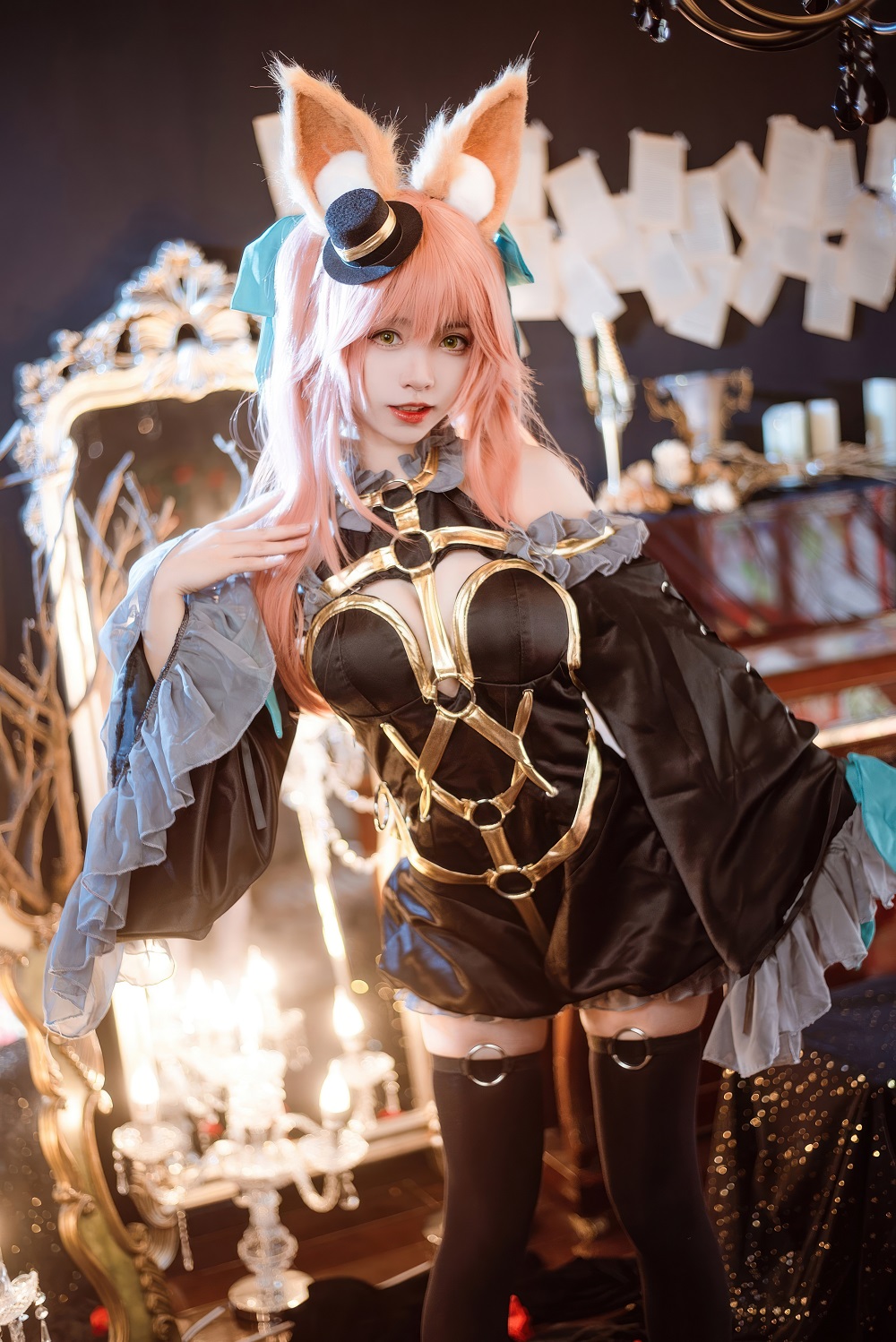 大大卷卷小卷-FGO-玉藻前漆黑魔术服[19P] COS网红博主 预览1图