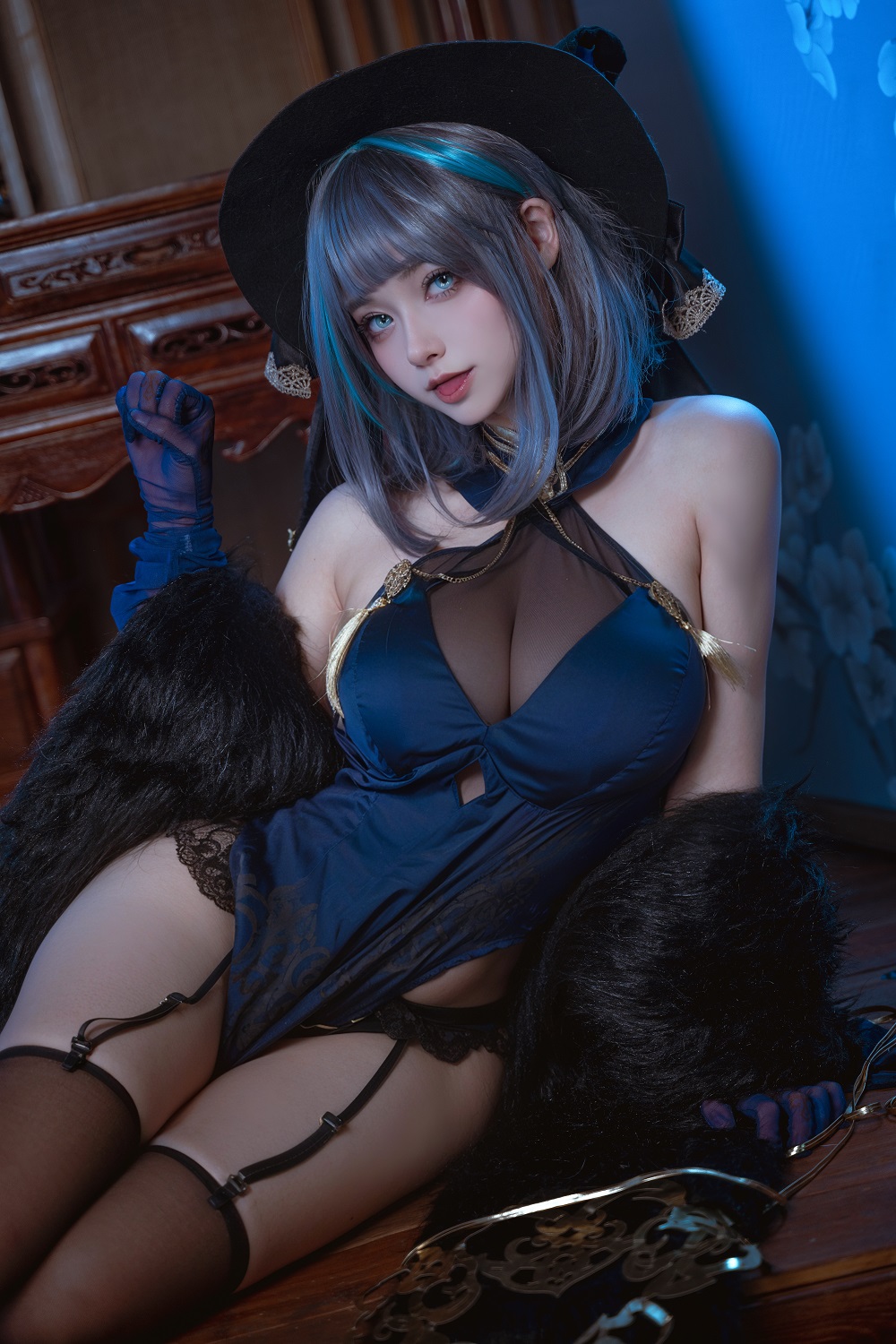 Seya狮砸-碧蓝航线-柴郡同人旗袍[12P] COS网红博主 预览2图