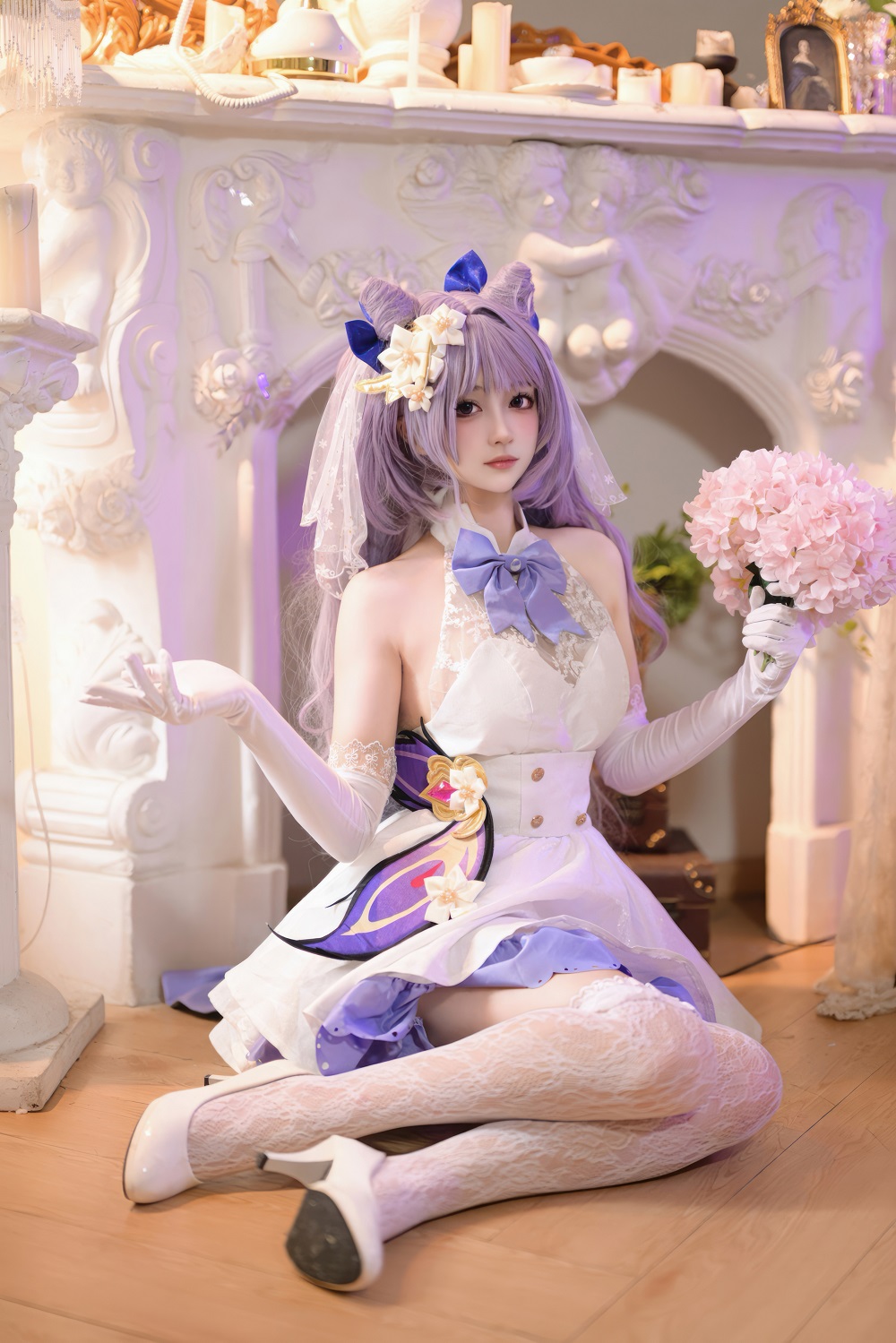 莱可Raika-原神-刻晴花嫁[62P] COS网红博主 预览2图