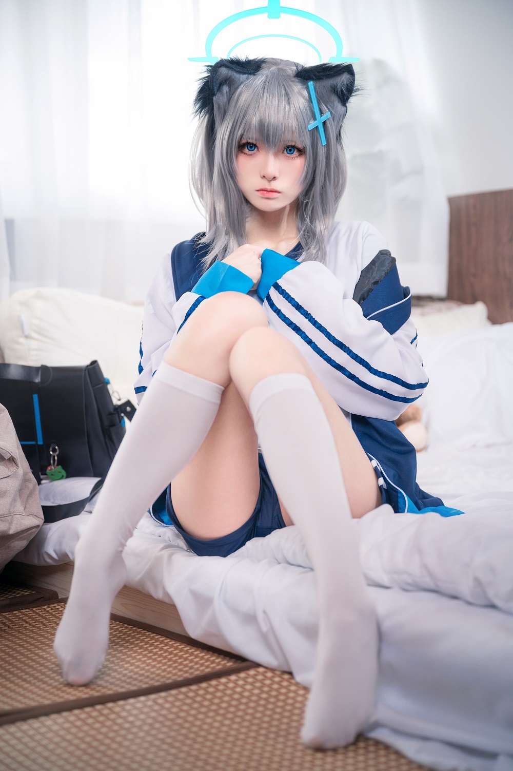 九柒喵-蔚蓝档案-砂狼白子体操服[17P] COS网红博主 预览2图
