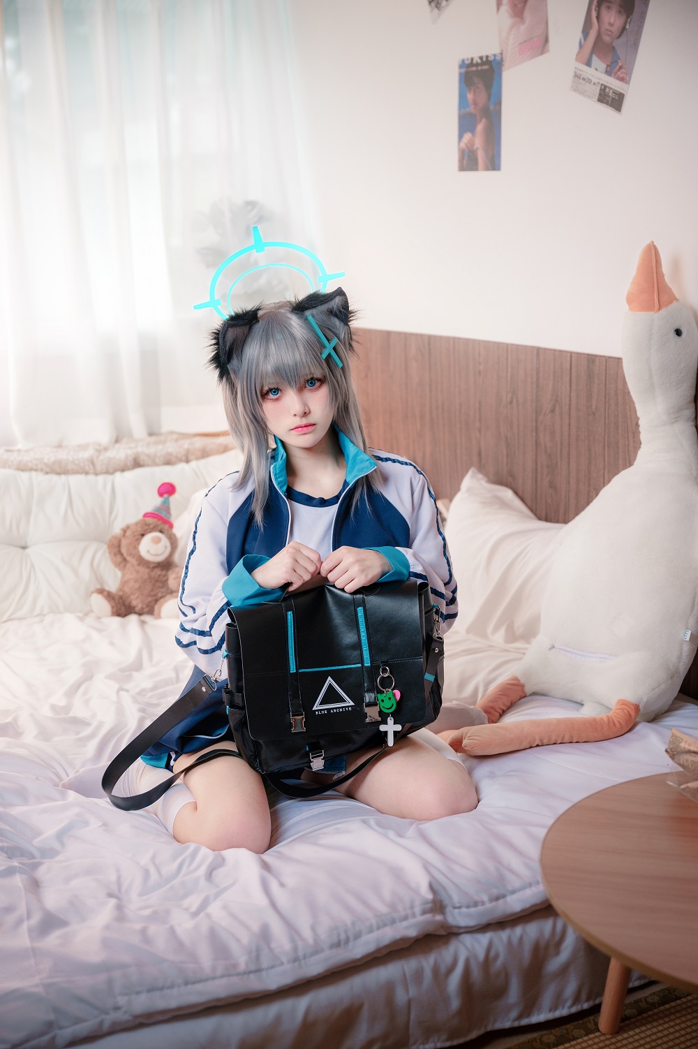九柒喵-蔚蓝档案-砂狼白子体操服[17P] COS网红博主 预览1图
