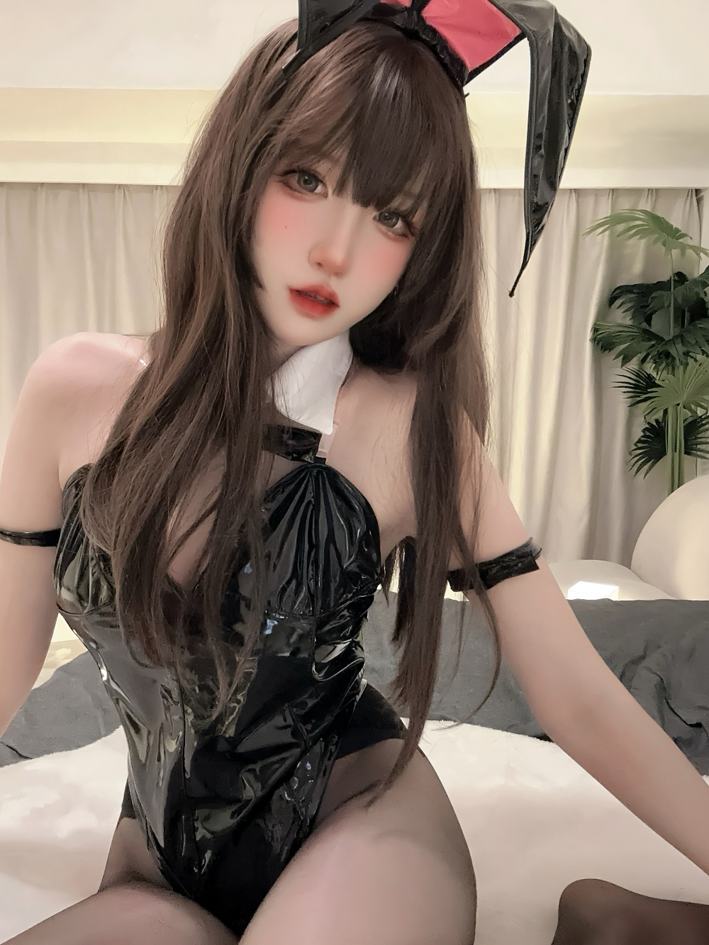 阿薰kaOri-黑色漆皮兔女郎[46P+5V] COS网红博主 预览2图