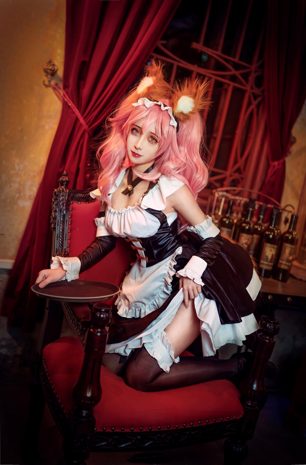 奶狮不咬人-FGO-玉藻前女仆[10P] COS网红博主 预览2图