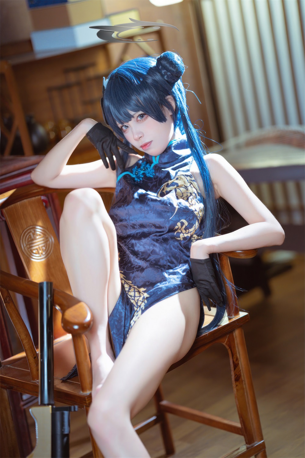 三無人型-蔚蓝档案-妃咲旗袍[42P] COS网红博主 预览1图