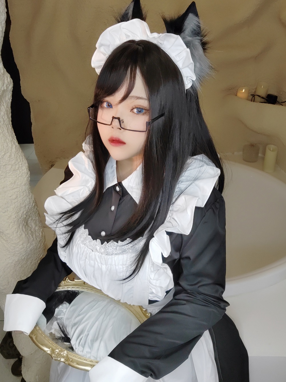 茶杯不泡Tea-白丝女仆装[15P] COS网红博主 预览2图