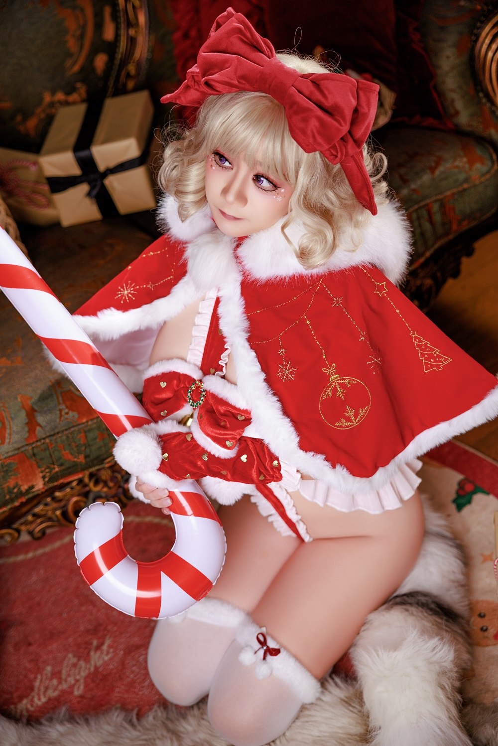 阿雪雪yuki-圣诞雪精灵[97P+1V] COS网红博主 预览2图