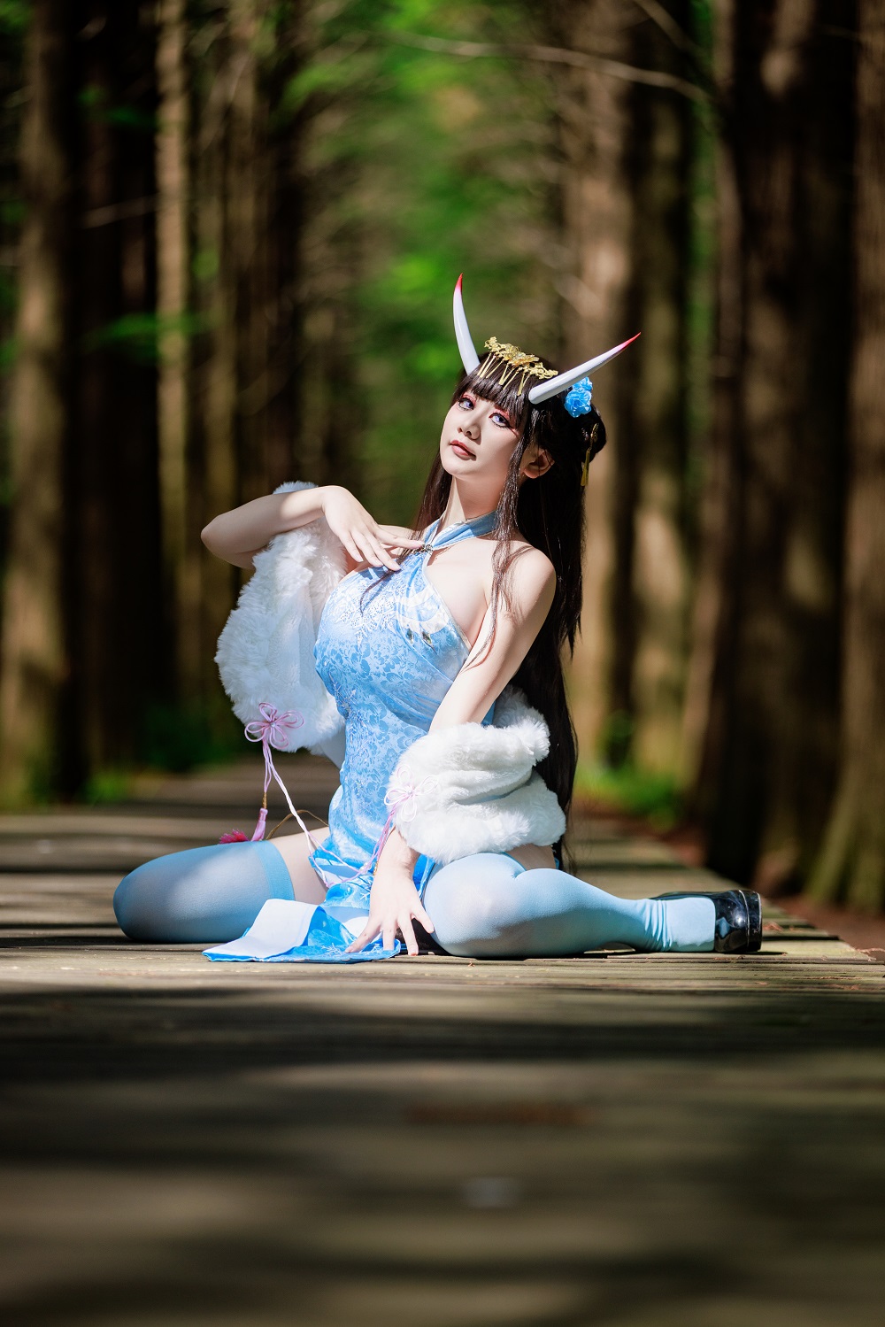 阿雪雪yuki-碧蓝航线-能代旗袍[96P+6V] COS网红博主 预览2图