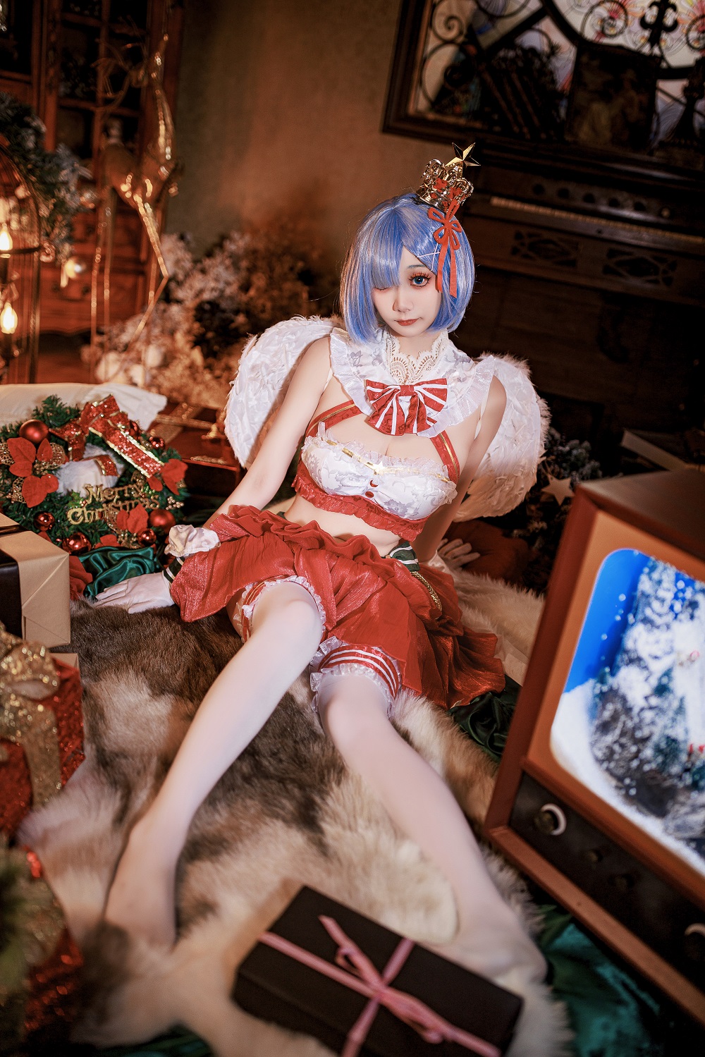 阿雪雪yuki-从零开始的异世界生活-蕾姆圣诞小天使[86P] COS网红博主 预览2图