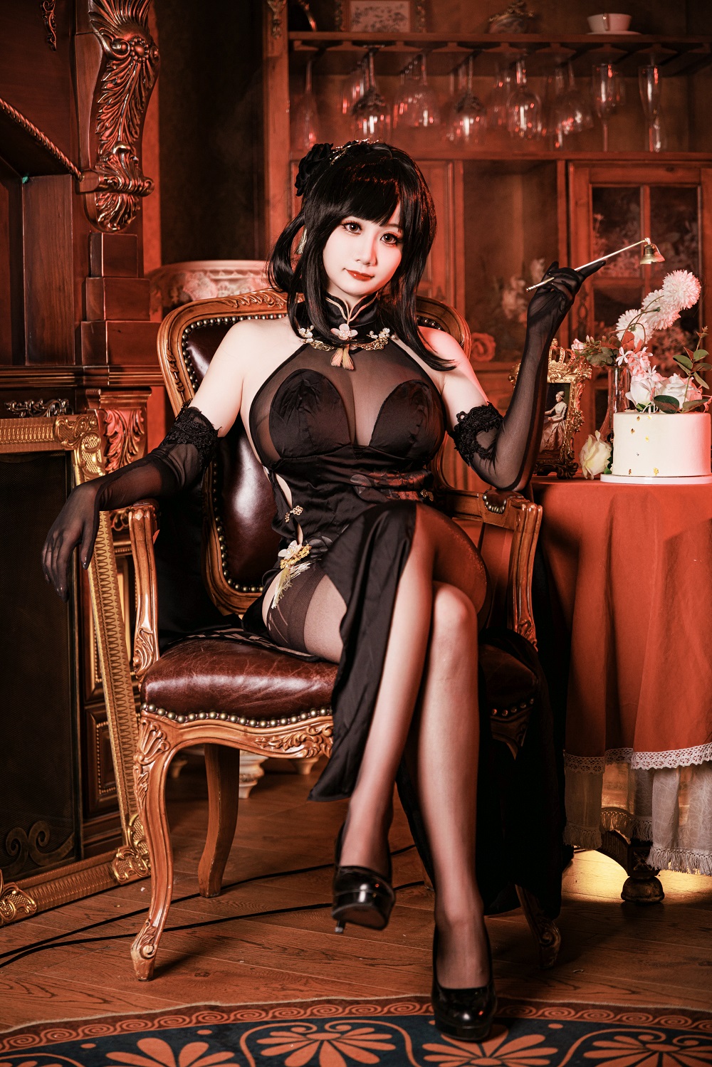 阿雪雪yuki-碧蓝航线-镇海旗袍[87P] COS网红博主 预览2图