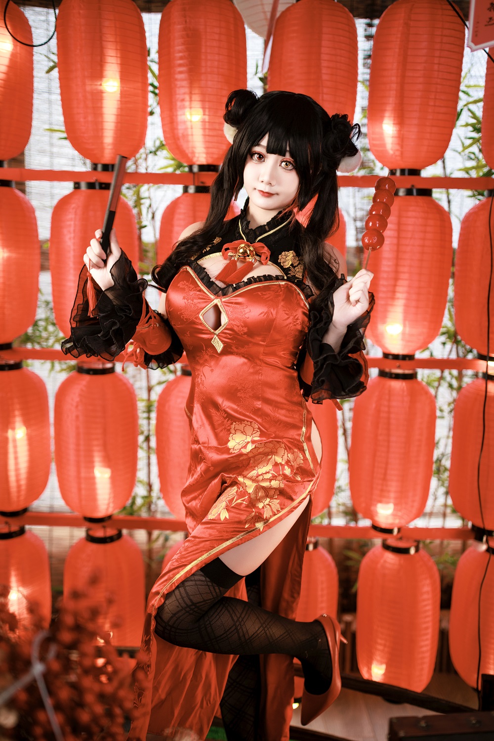 阿雪雪yuki-约会大作战-时崎狂三新春旗袍[80P+14V] COS网红博主 预览1图
