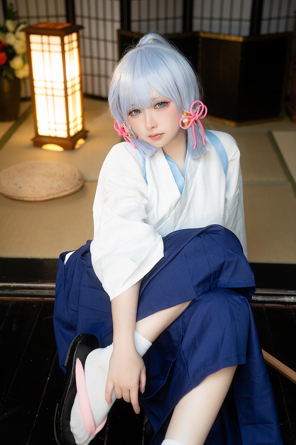 樱梨梨-原神-神里绫华剑道服[31P] COS网红博主 预览2图