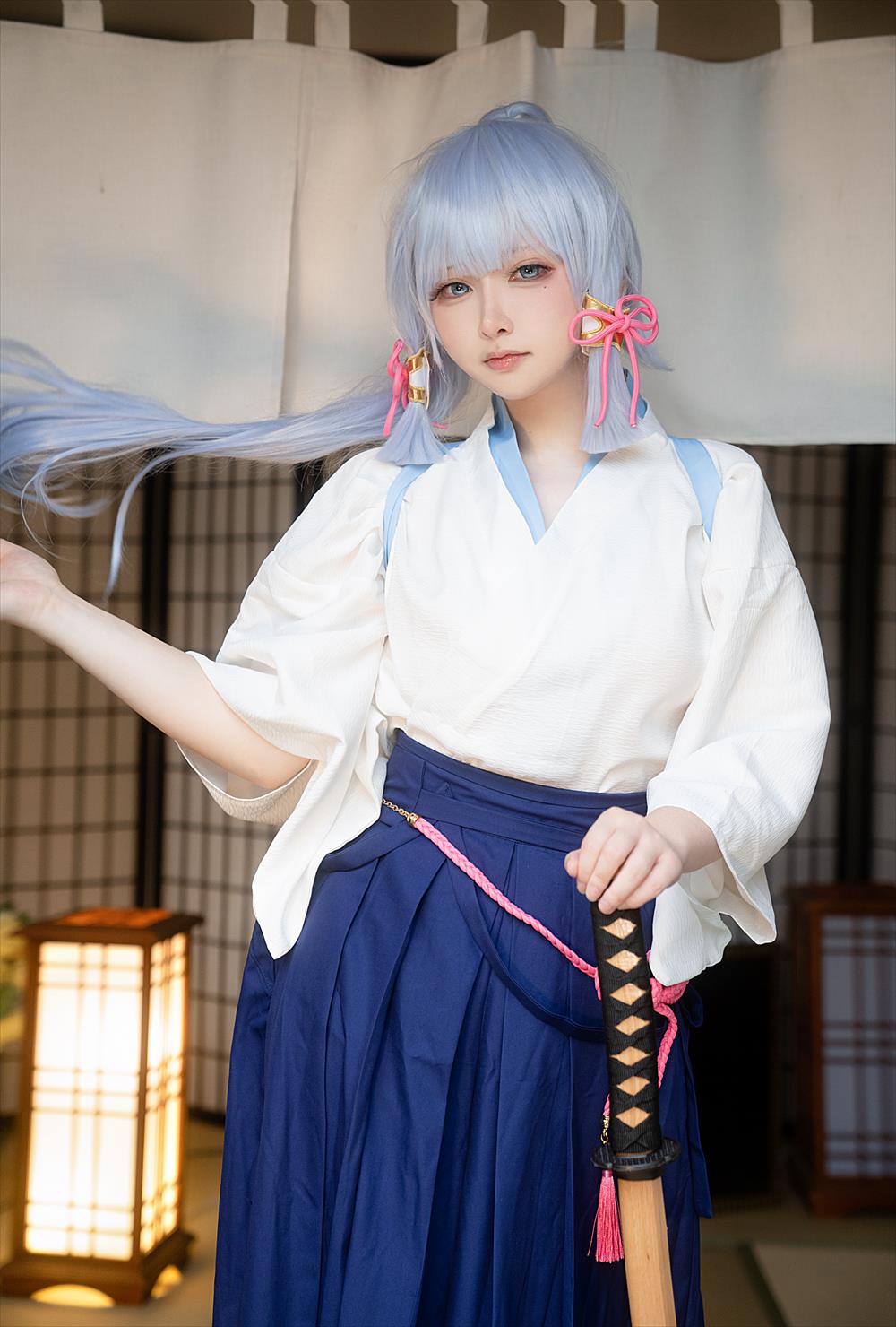 樱梨梨-原神-神里绫华剑道服[31P] COS网红博主 预览1图