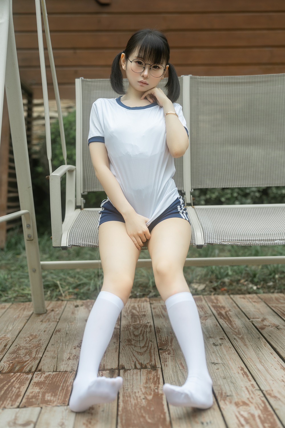 幼水铃衣-温泉体操服[85P] COS网红博主 预览2图