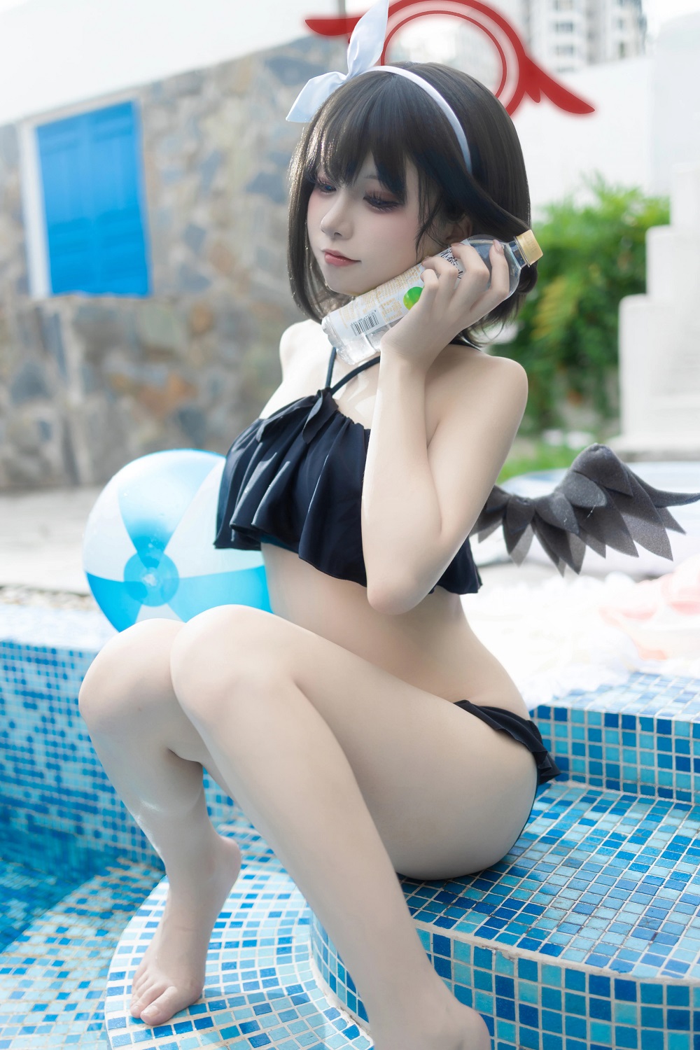 纸悦Etsuko-蔚蓝档案-静山真白泳装[28P] COS网红博主 预览2图