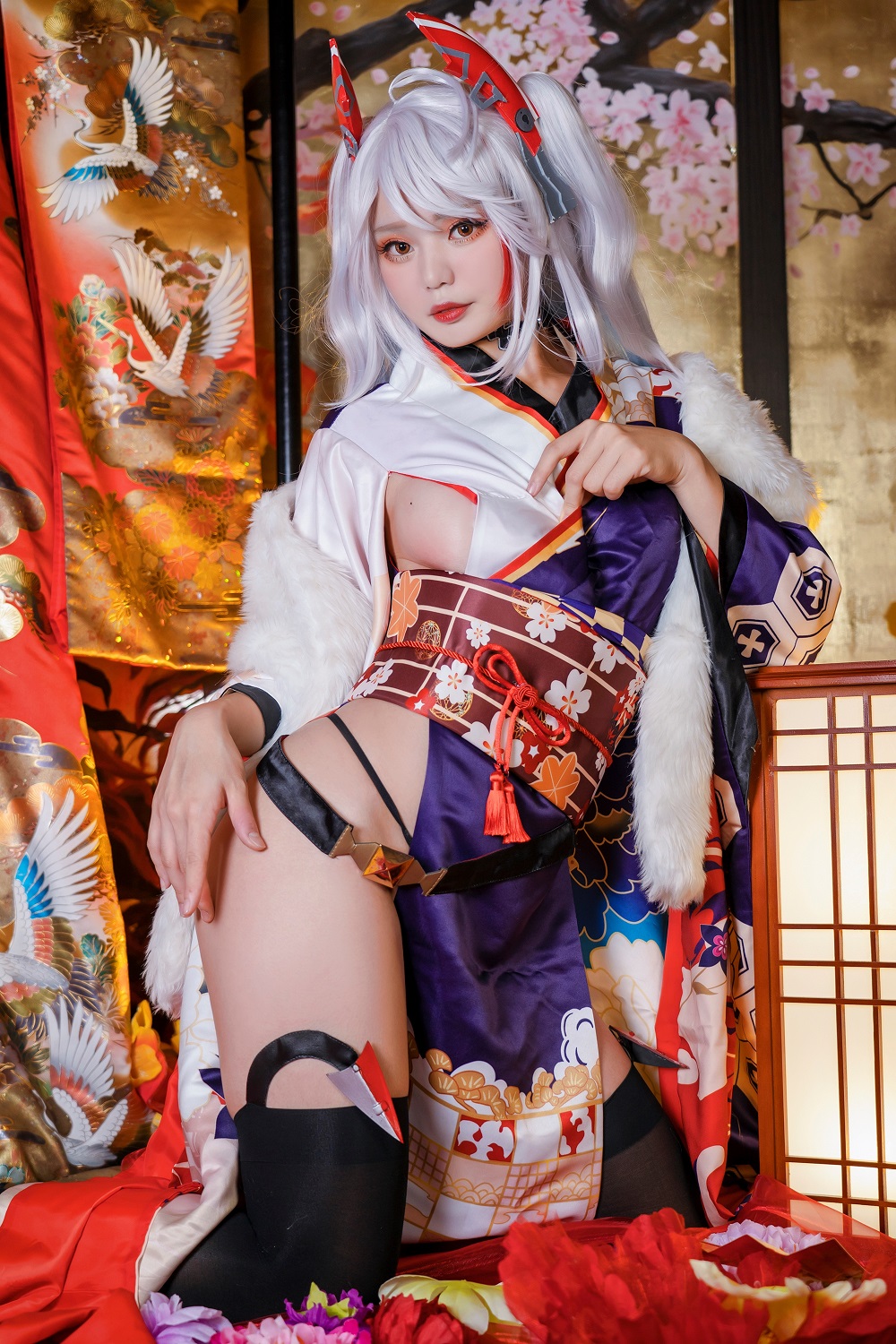 雪猫YukiNeko-碧蓝航线-欧根亲王和服[12P] COS网红博主 预览1图