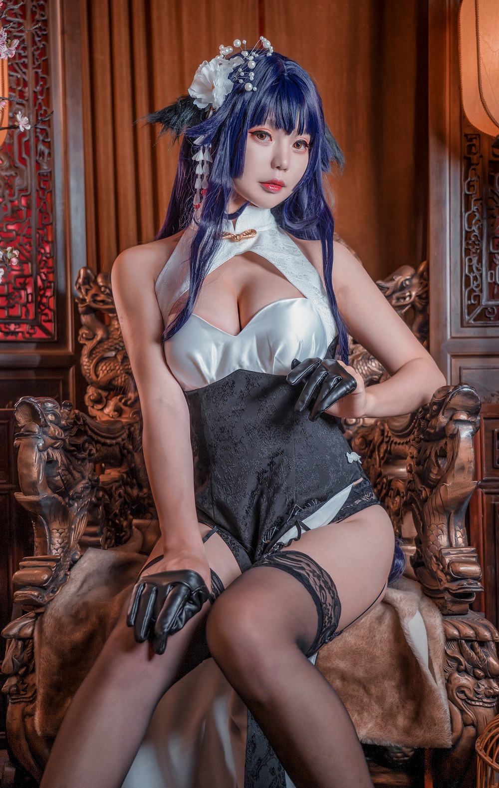 雪猫YukiNeko-碧蓝航线-吾妻旗袍[10P] COS网红博主 预览2图