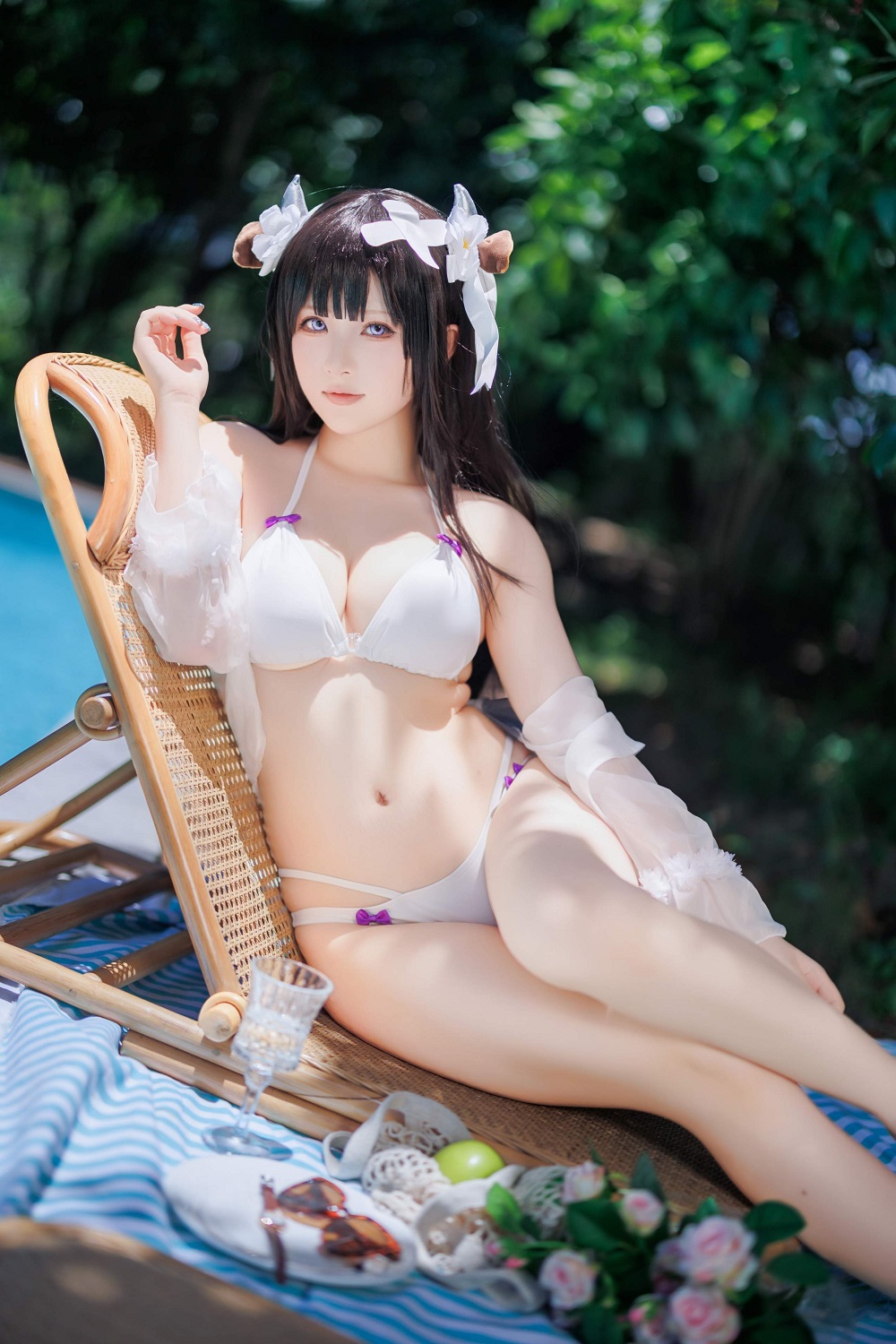 屿鱼Yukako-碧蓝航线-樫野泳装[25P] COS网红博主 预览1图