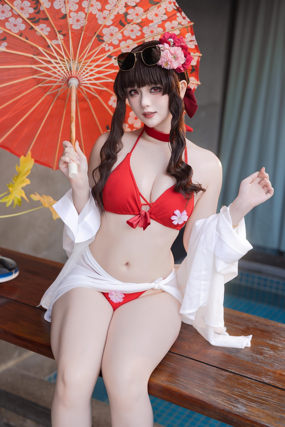 屿鱼Yukako-Nikke胜利女神-樱花泳装[81P] COS网红博主 预览1图