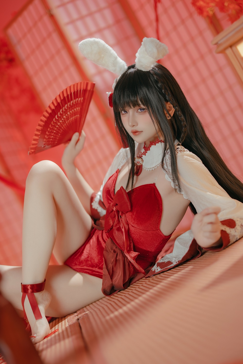 屿鱼Yukako-碧蓝航线-大山·祈愿的巫女兔[58P] COS网红博主 预览2图