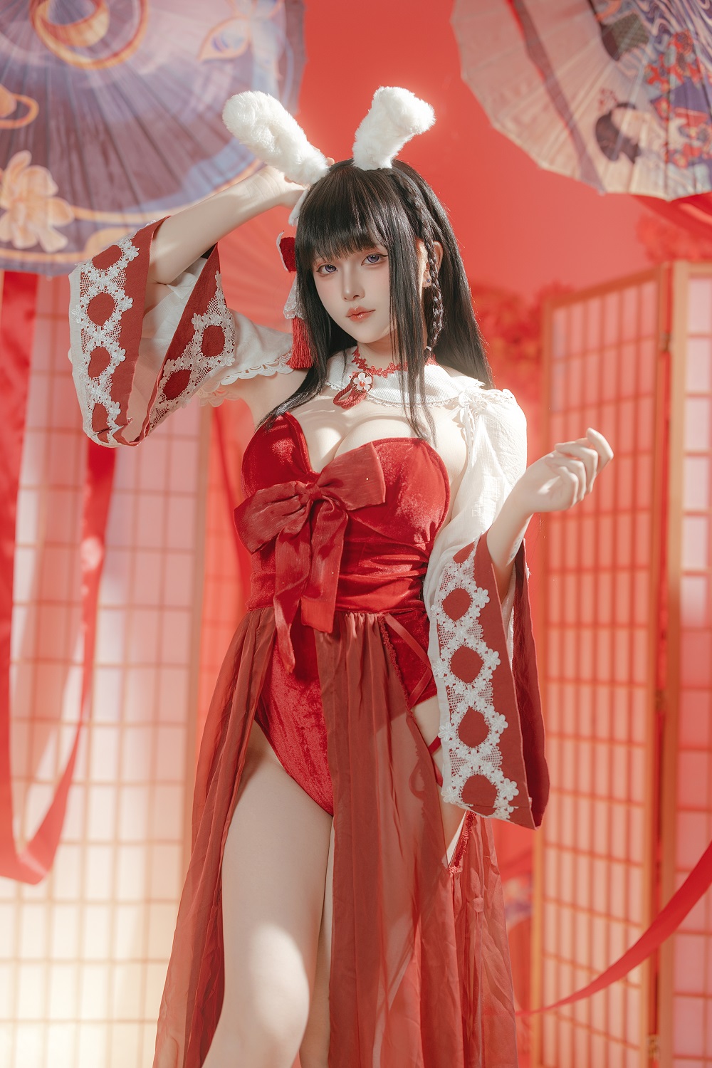 屿鱼Yukako-碧蓝航线-大山·祈愿的巫女兔[58P] COS网红博主 预览1图