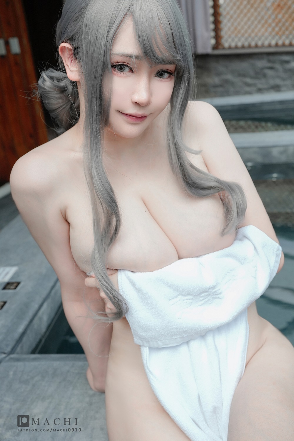 Machi马吉-温泉浴巾2.0[29P] COS网红博主 预览2图