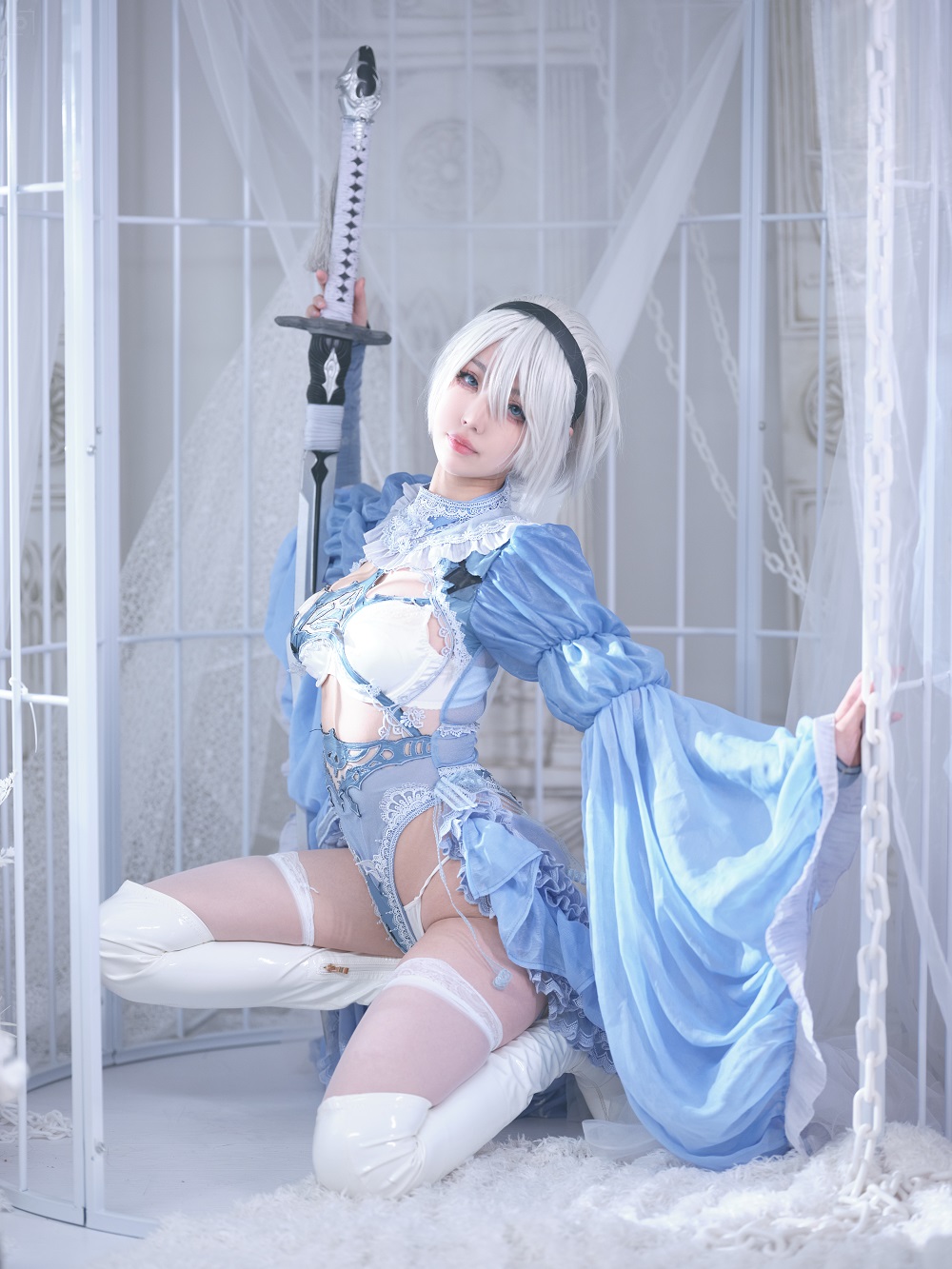 湖里狸里狸-尼尔机械纪元-冰雪2B[30P] COS网红博主 预览2图