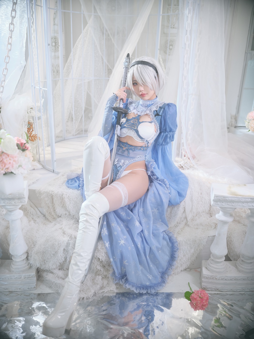 湖里狸里狸-尼尔机械纪元-冰雪2B[30P] COS网红博主 预览1图