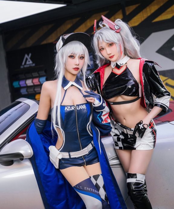 瓜希酱&Momoko葵葵-碧蓝航线-欧根&企业-赛车女郎[58P]