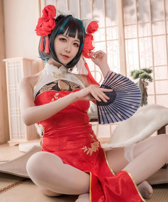 源纱希喵喵喵-碧蓝航线-柴郡新春红旗袍[50P]