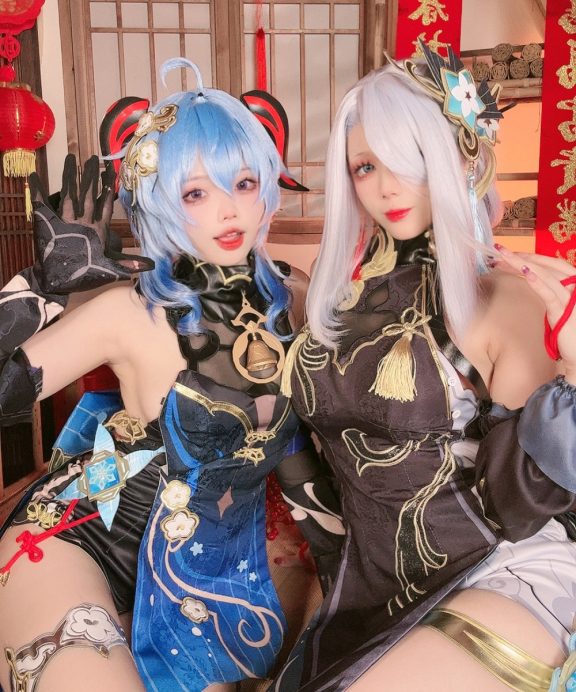 九言&小瑶幺幺-原神-甘雨&申鹤新春海灯节旗袍[34P+8V]